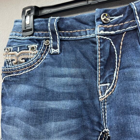 Rock Revival Women's Jeans Size 27 (4) Avery Straight Biker Moto Bling Crystal - Picture 7 of 16